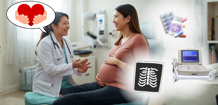 呼吸器内科　妊婦　母体　検査　安全　安心　対応　肋骨　痛み　咳