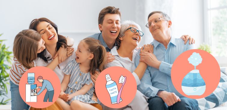 朝の咳 高齢者 家族 予防策 水分補給 加湿 歯磨き