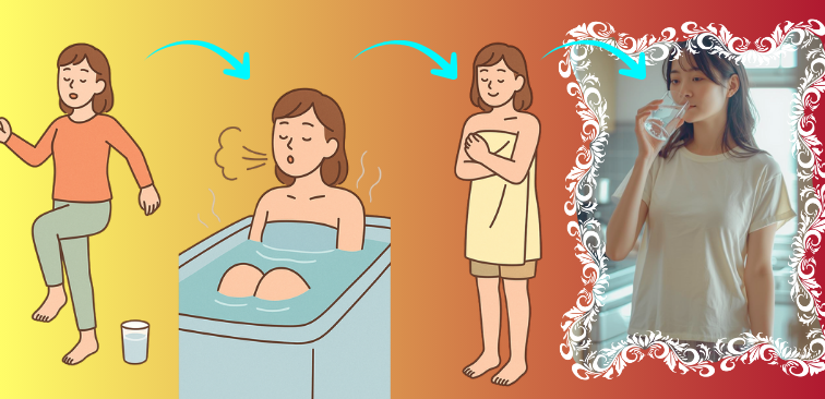 気道への負担を軽減するためにできる入浴前後の準備運動と呼吸法、水分補給の紹介