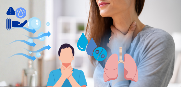 加湿しているのに喉が渇いているイメージ