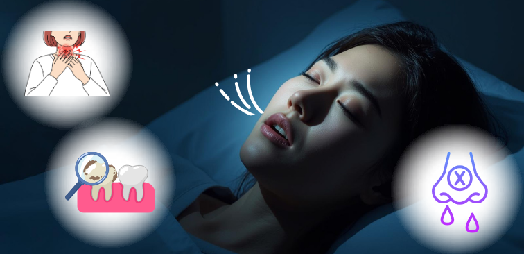 口呼吸が引き起こすのどの痛みや虫歯　鼻づまり原因