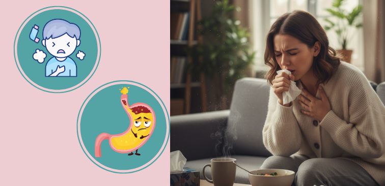 百日咳後も咳が続く場合に考えられる複数の原因を整理したイメージ