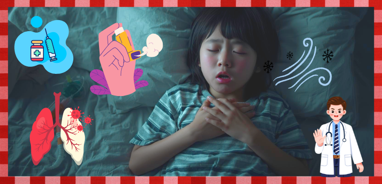 喘息の子供がインフルエンザで悪化している様子