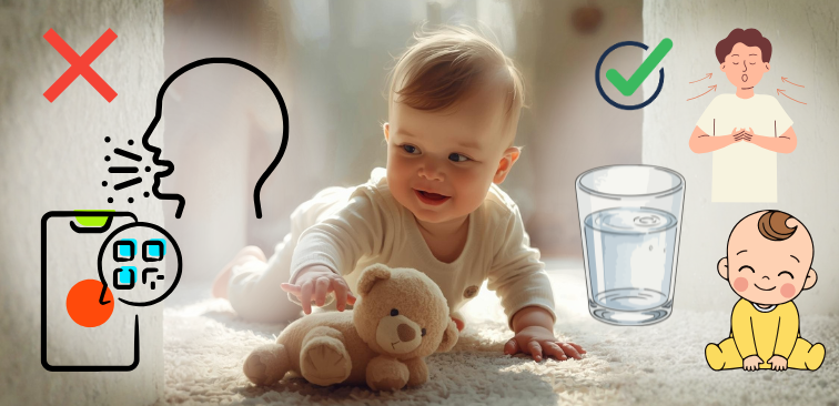 1歳の子どもの咳で大切なのは咳の回数よりも呼吸がくるしくないかという点だというイメージ