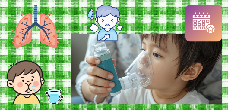 吸入治療を続けるための吸入補助具、毎日の吸入などのポイントを表したイメージ