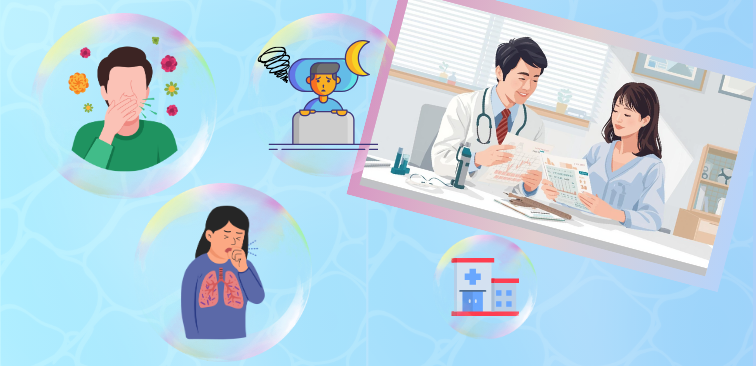 花粉症シーズンこそ緊急性の高いサインと近いうちに治療調整が必要なサインを分けて考えているイメージ