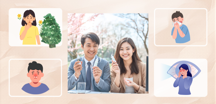 花粉症の症状や薬の種類のイメージ