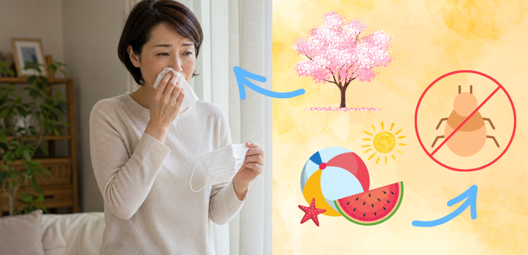 季節別の咳が出やすい原因の例