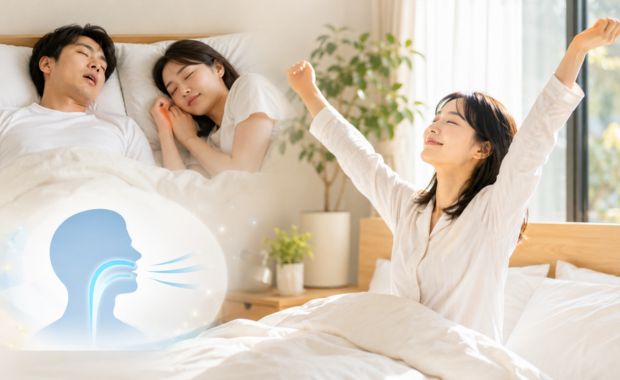 いびきで困らないためにいびきと向き合う女性のイメージ図