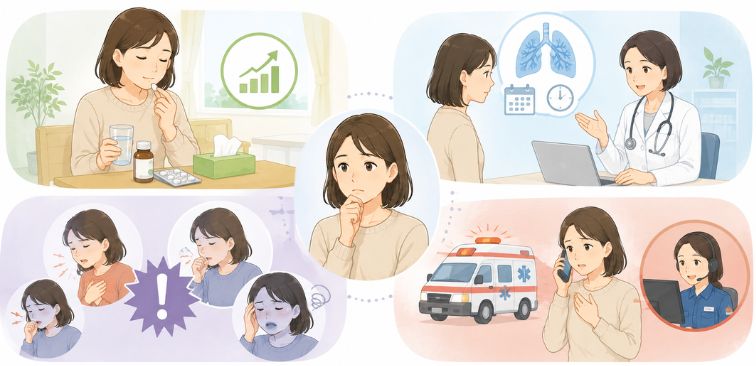咳喘息が疑われる咳で市販薬で様子を見ていいケースと早めに受診すべきケースの例