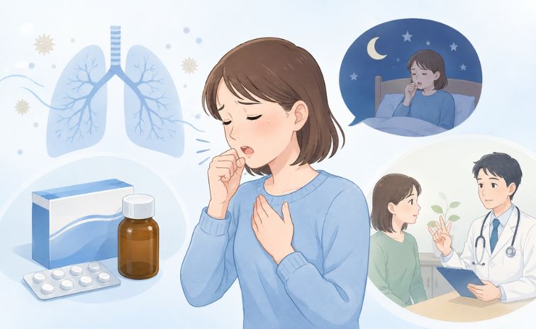 咳喘息が疑われる女性の市販薬か受診かの選択肢
