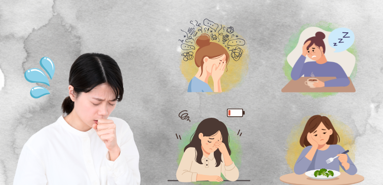 咳が止まらない原因には体の状態だけでなくうつ病やストレスの関係もある例