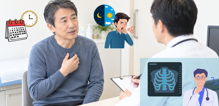 検査で異常がなくても咳が続き医師に相談している男性と判断に役立つ情報