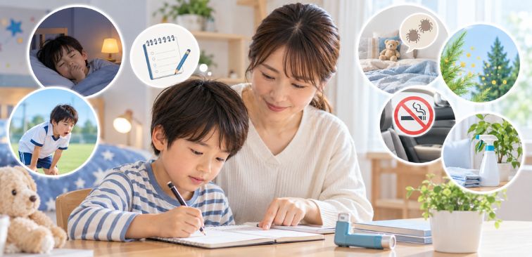 小児喘息の子どもがいる家庭でできる観察項目の例