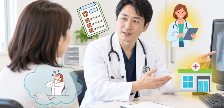 咳が止まらない時に病院を受診している様子