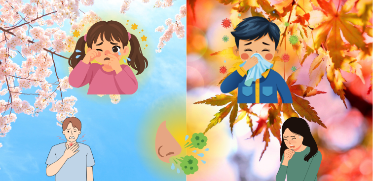 秋の花粉症と春の花粉症では、アレルゲンになる花粉は異なるが、症状は共通している様子
