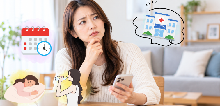 症状や経過を整理して、受診を考える女性