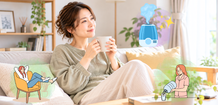 リラックスしながら自宅での対処法について考える様子